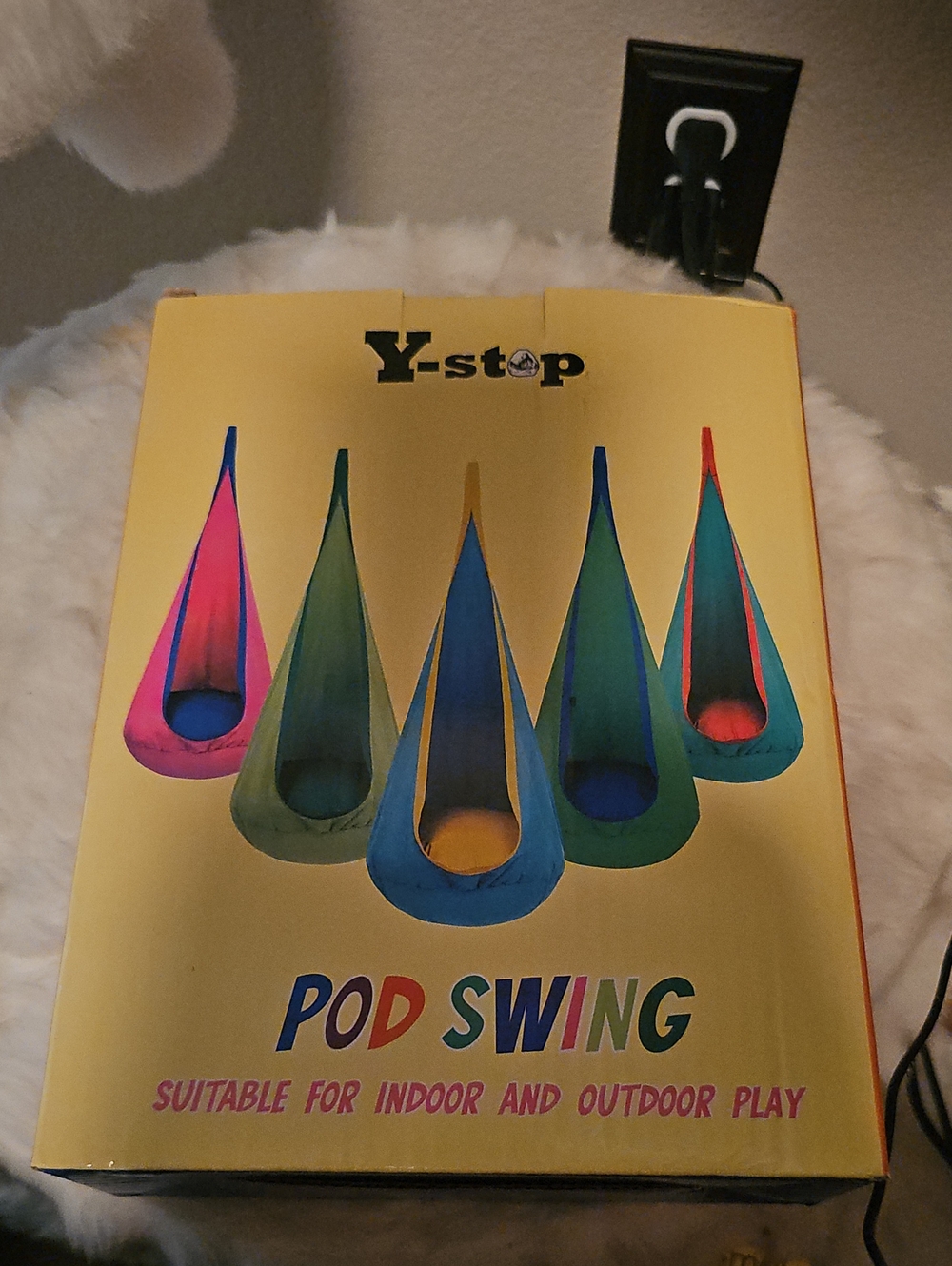 Blue Pod Swing Hanging Chair - Cozy Indoor/Outdoor Seat